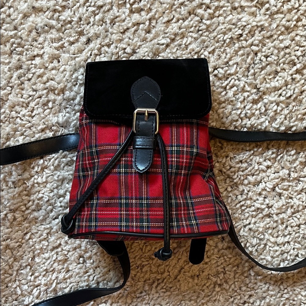 Vintage Gap Y2K Plaid Red & Black Mini Backpack